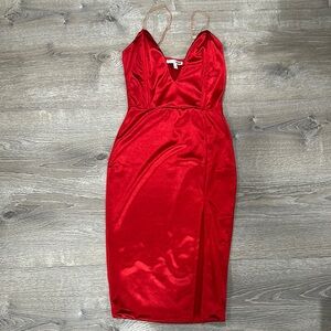 Elegant Red Satin Dress